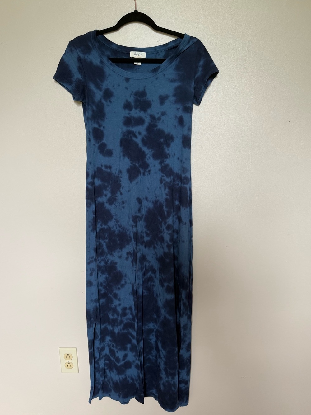 Long blue maxi dress tie dye style cotton style & co